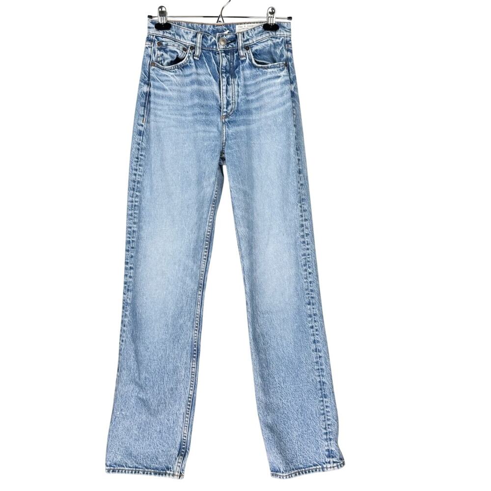Rag & Bone Alex High-Rise Straight Jeans Size 25 Mid-Light Distressed Wash